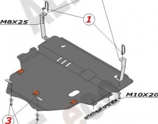 Защита алюминиевая Alfeco для картера и КПП Mazda 3 II 2009-2012